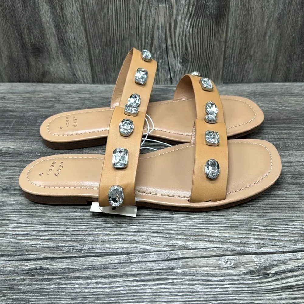 Women's Brit Two Band Embellished Sandals - A New Day